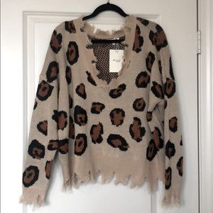 Miracle fringe cheetah print sweater